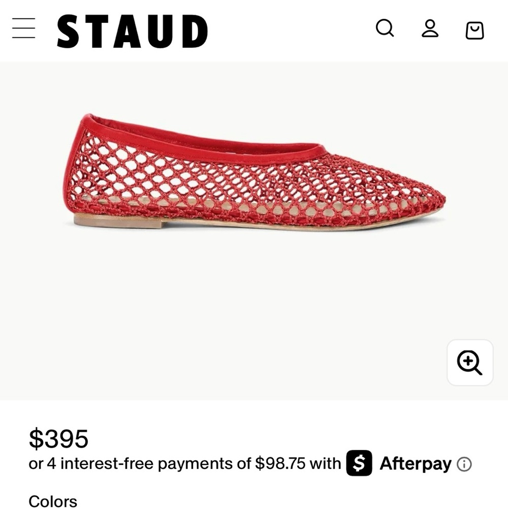 Staud Alba Ballet Flat Red Netting Women's Flats